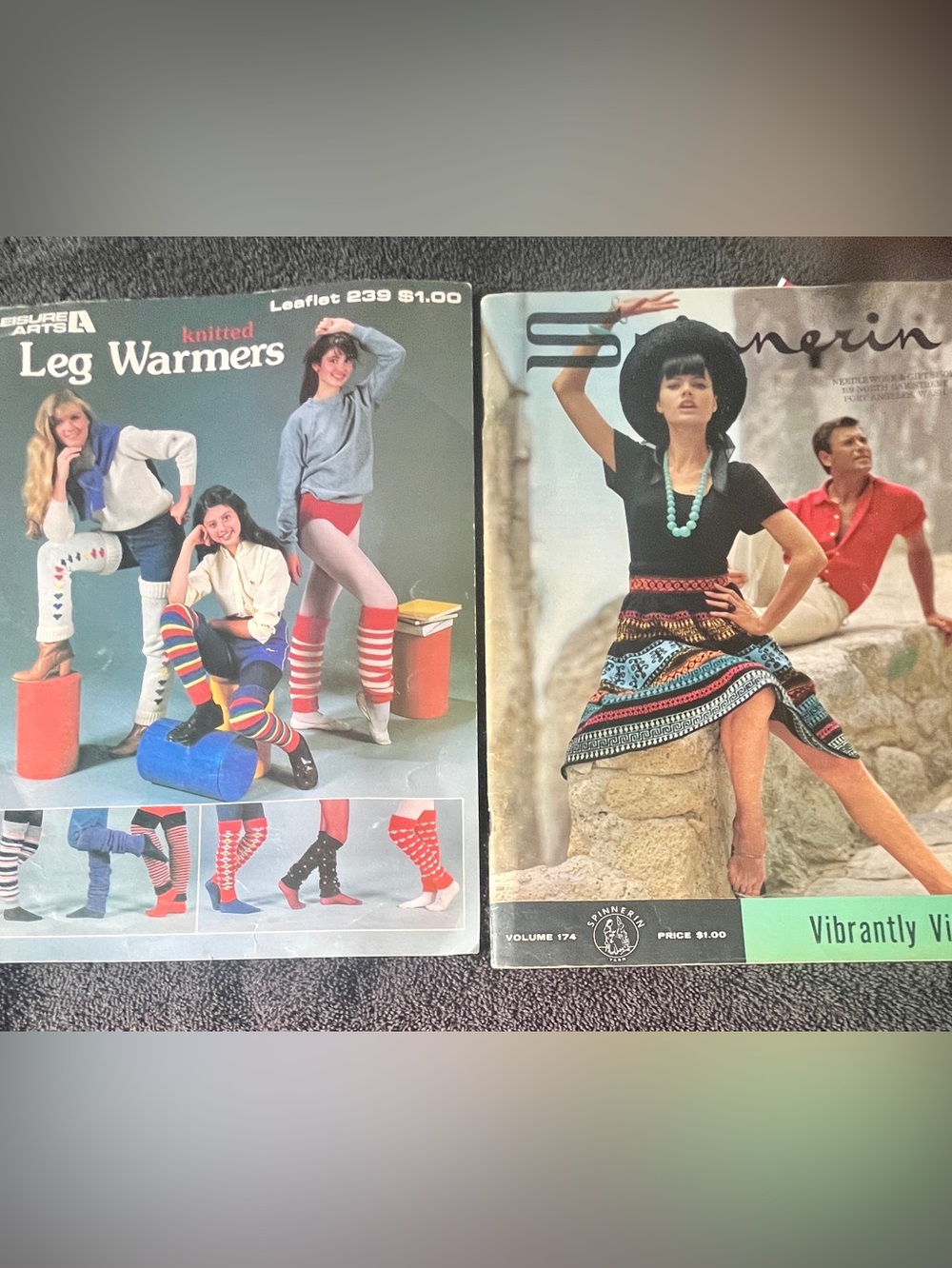 Vintage Leisure Arts Knitted Leg Warmers & Spinnerin Vibrantly Vital